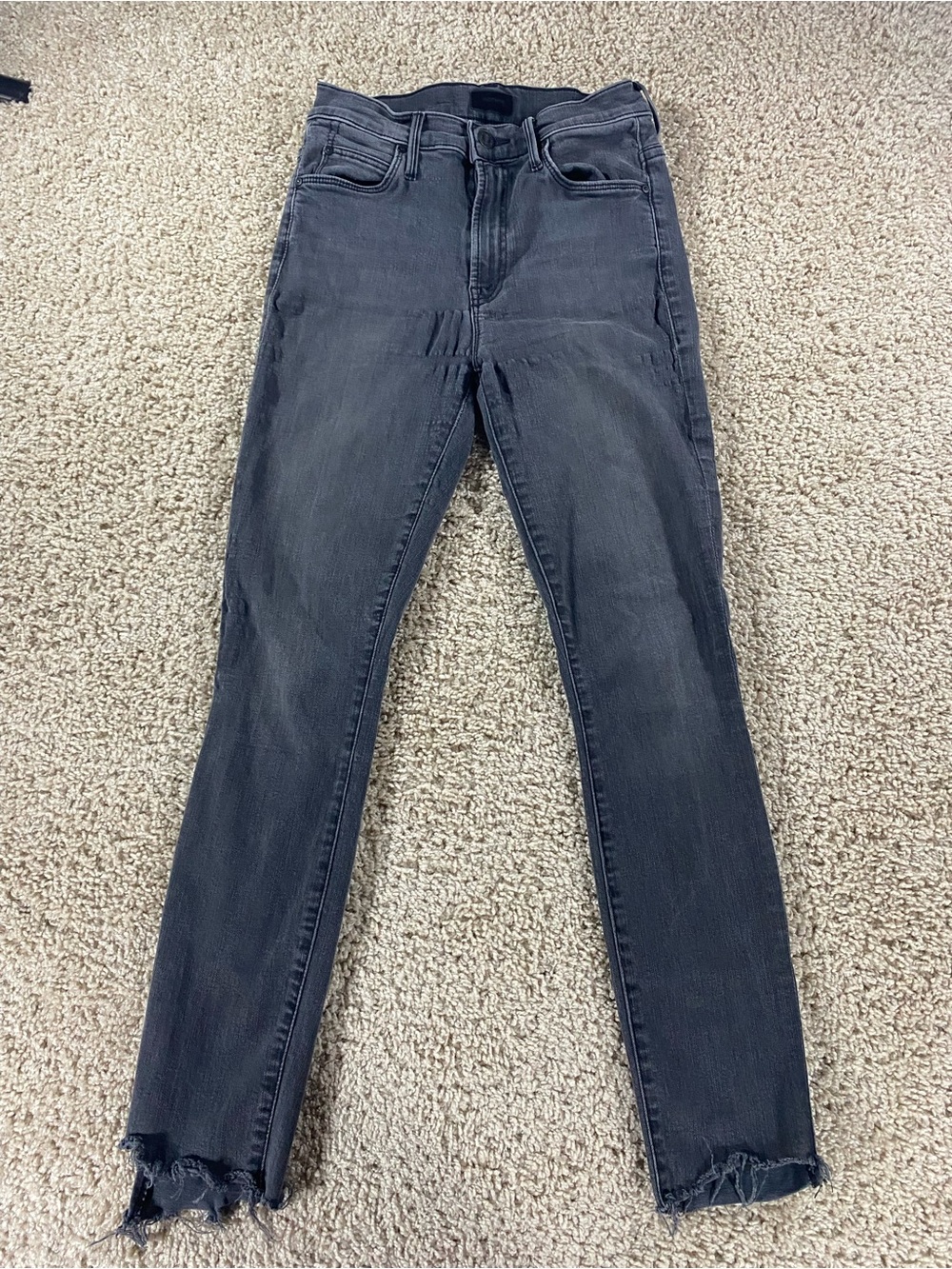 Mother The Stunner Zip Ankle Step Fray Sz 25 Lighting Up Lanterns Grunge Denim